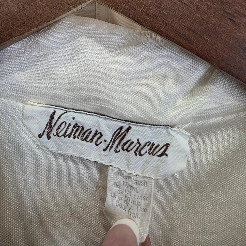 Neiman Marcus vintage Maxi Dress Long Sleeve Button Front‎ Collared White xs/sm - Picture 11 of 11